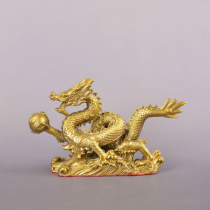 Brass Dragon Statues Chinese Fengshui Ornament Home Office Decoration Gifts