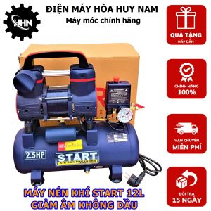 Máy nén khí 12 lít Đài Loan giảm âm không dầu  START 1225ST  nạp khí siêu nhanh  bảo hành 12 tháng