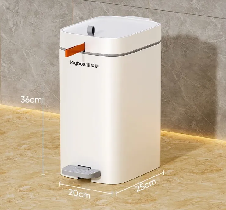 Joybos ® Auto Tie Easy Bag Trash Can With Press Lid 15L White
