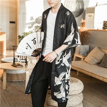 Men s Kimono Fashion Jackets Long Cardigan Traditional Japanese Yukata Outerwear Haori Coats Male Casual Overcoats JE007 Lazada