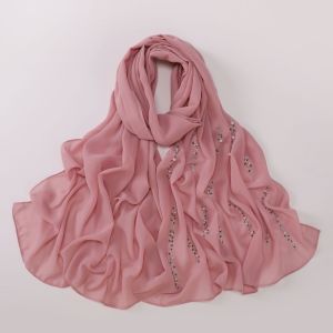 MAOMEI Đá pha lê Khăn hijab voan giả ngọc trai Thoáng khí Hạt lấp lánh Khăn quấn đầu mềm mại Mới Nhẹ Khăn choàng Malaysia Phụ nữ