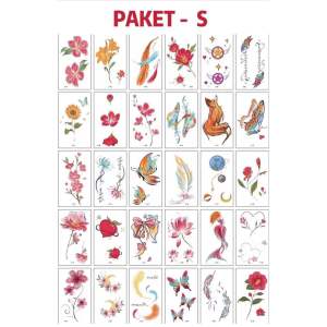 30pcs Temporary Tattoo Sticker Motif Tulisan Cartoon Small Fresh Waterproof Tattoo Stickers