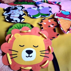 Mainan Motorik Anak Montessori Toys Mainan Meronce Menjahit dengan Tali Sensory Play Mainan Sensori Edukasi Anak Bayi Balita