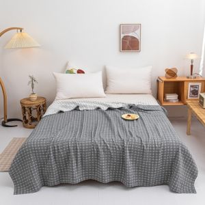 Soft Skin-friendly 3-layers Gauze Towel Blankets Cotton Nap Air Conditioning Blanket Breathable Summer Bedspread