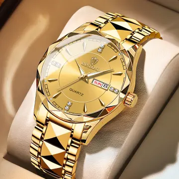 Golden colour watch for man best sale