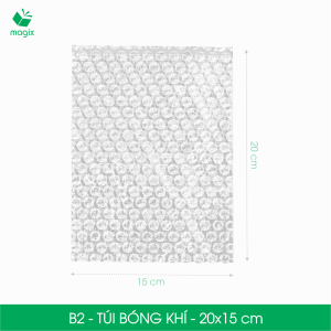 B2 - 20x15 cm - 50 Túi bóng khí chống sốc đóng hàng - Túi gói hàng bọc chống sốc xốp chống sốc