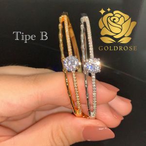 Gelang titanium lapis emas 18k ANTI KARAT A01 perhiasan bangle permata unik mewah wanita kado