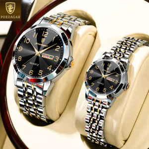 Swiss certification POEDAGAR luxury couple watch sale water proof  buy 1 take 1 original branded stainless steel sapphire glass calendar luminous watch for women/men