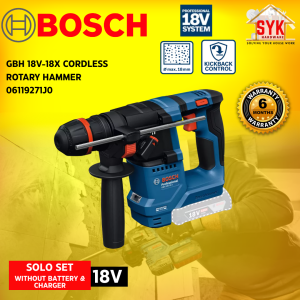 SYK BOSCH GBH 18V-18X Cordless Rotary Hammer Solo Set Machine Power Tools Mesin Penukul Berputar 06119271J0