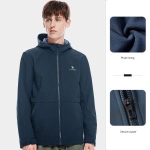 camel Outdoor Mens Soft Shell Jackets Water-repellent Windproof Fleece Jacket