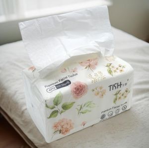 Premium Facial Tissue 4 layers per sheet 1 pack of 500 sheets floral pack
