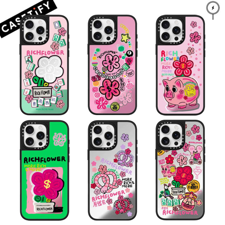 Original CASETiFY RICH FLOWER Mirror Case with Magsafe for iPhone