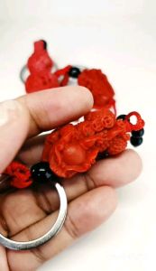 CINNABAR STONE KEYCHAINS