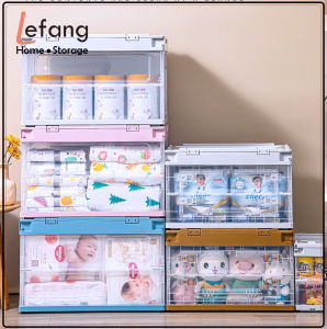 Lefang Collapsible with Removable Storage Bins with Lids - Folding Plastic Stackable Organizer with Handle Baskets