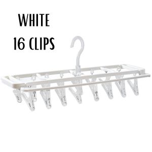 Locaupin Foldable 16 Clips Rotatable Hook Clothes Hanger Non-Slip Drying Windproof Laundry Clothes Socks Hanger