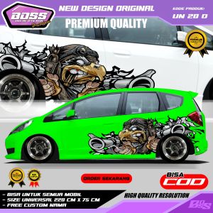 UN 20 - STIKER DECAL MOBIL ELANG TEMBAK BRIO JAZZ AGYA YARIS MOBILIO KIJANG SIGRA GRATIS CUSTOM NAMA
