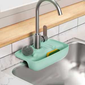 JustLiving Giá Để Ráo Nước Vòi Nước Nhà Bếp Chống Bắn Tấm Lót Thấm Nước Bồn Rửa Tpr Chống Trượt Tấm Lót Vòi Nước Kèm Hộp Đựng Dụng Cụ Bảo Vệ Mặt Bàn Nhà Bếp Phòng Tắm Tấm Lót Bồn Rửa Chén Dụng Cụ Sắp Xếp Thoát Nước Bồn Tắm