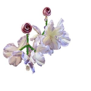 THANKSKY Exaggerated Flower Dangle Earrings Glass Crystal Sweet Petals Stud Earrings New Exquisite Beach Earrings Gift