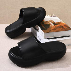 [Free Shipping] Womens thick-soled outdoor slippers non-slip breathable height-increasing soft one-strap indoor wear-resistant high-heeled home shoes