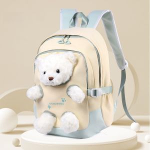 DORADO 3D Doll Cute Bear Backpack Waterproof Lightweight Student Schoolbag Fashion Versatile School Backpack Childrenteenagers