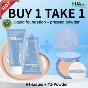 TEN TWENTY Matte Liquid Foundation ＋Oil Control Face Powder 12H Lasting Flawless Finish Face Makeup