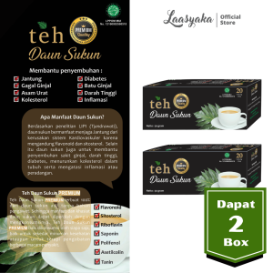 Teh Daun Sukun Premium Laasyaka (Dapat 2 Box) Obat Herbal Batu Ginjal Gagal Ginjal Jantung Asam Urat Kolesterol Diabetes Hipertensi Inflamasi