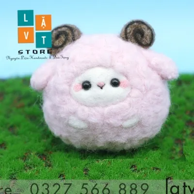 [HCM]Bộ Len Chọc Cừu Tròn Cute Kit len chọc siêu cute chào hè có hướng dẫn Needle felting sheep quà tặng ý nghĩa