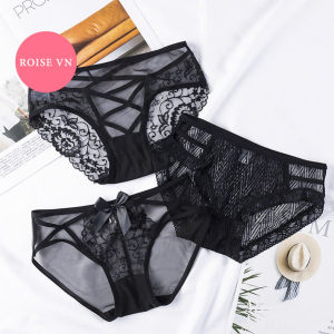 COMBO 4 Quần lót nữ ren mềm màu đen trắng cao cấp Women R23