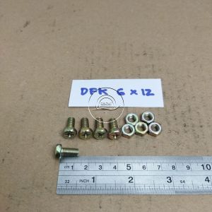 10 PCS BAUT DWI FUNGSI M6X12 BAUD MUR AKI M6 X 12 KUNCI 10 PANJANG 12CM 12 CM OBENG PLUS PITCH DRAT 1.0 DIAMETER DRAT 6MM KUNING SKRUP SEKRUP