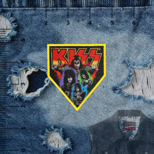 KISS I -inspired Printed Iron-On DIY Patches for Jacket Decoration. Features 2026 patches with band logos and album art. Suitable for customizing denim jackets. Ideal for rock music enthusiasts.