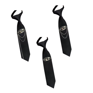 Preppy School Neck Tie with D Letter Chain Vintage Punk Pre Tied Necktie Neckwear for Women and Men Student Ties