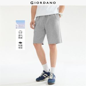 GIORDANO Men Shorts Drawstring Elastic Waist French Terry Shorts Side Pockets Regular Fit Fashionable Casual Shorts 13106808