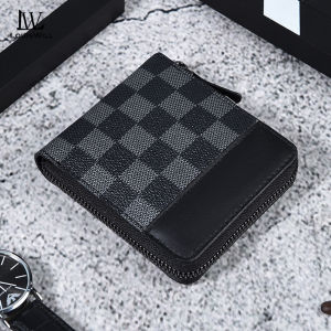 LouisWill Mens Short Wallet Soft PU Casual Wallet Multi-Functional Wallet Retro Pattern Large Capacity Purse Multi-Card Position ID Credit Cards Holders Coin Pocket Business Wallets Short Zipper Wallet