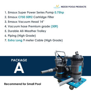PORTABLE SWIMMING POOL VACUUM TROLLEY SET READY INSTALLED WITH PUMP AND CARTRIDGE FILTER - NEZOD POOLS PRODUCTS