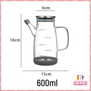 Biblio【Ready in Stock】 600ml/800ml/1000ml Glass Oil Bottle Cooking Oil Vinegar Soy Sauce Bottle Leak Proof Kitchen Tool