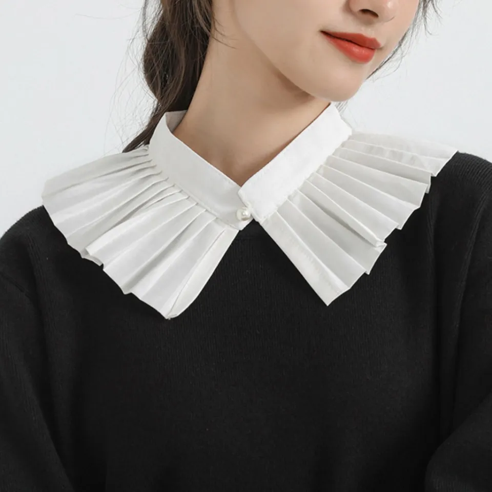 Fake Collar Detachable Womens Peter Pan Half Shirt Ladies Ruffles Lapel Dickey E