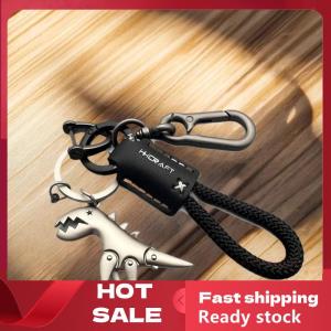 🚚【Local Express Delivery】🚚 Motorcycle Decoration Accessories Little Dinosaur Car Keychain Single Leather Woven Rope Metal Keychain Handbag Pendant
