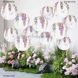 [COD] zhangyuqing 1PC Wisteria Lantern Paper Lanterns Hanging Lamp Outdoor Garden Wedding Holiday Party Decorations