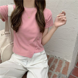 SHUFU 2216 Ready Stock plain korean style fashion short sleeve tshirt croptop casual blouse for women on sale plus size t-shirt round neck cotton t shirt