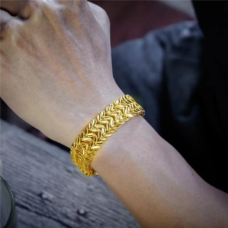 Gold Bracelets for Women Retro Letter Dripping Oil Love Double