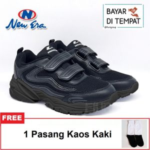 FIURI - NEW ERA - LILY PEREKAT 29-40 FULL HITAM - SNEAKERS PEREKAT KANVAS SOL KARET ANAK PEREMPUAN LAKI-LAKI - SEPATU KETS TRENDY PRIA WANITA DEWASA - SEPATU CASUAL KERJA KULIAH SEKOLAH SD SMP SMA BERTALI COWOK CEWEK MURAH DISKON BONUS KAOS KAKI
