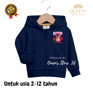 Jaket Resleting Anak Laki-laki Perempuan Karakter Lotso Usia 2 3 4 5 6 7 8 9 10 11 12 Tahun