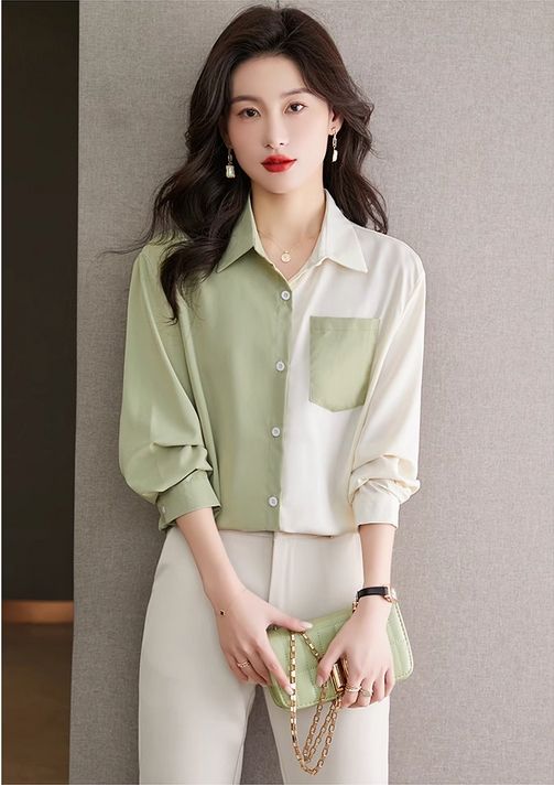 Combination color shirt, fashionable chiffon shirt, elegant and