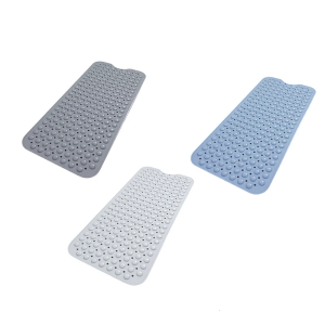 Solid Color PVC Bath Mats Secure Suction Cup AntiSlip Water Resistant Shower Mats for Bathrooms