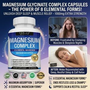 Magnesium Glycinate Complex Capsules Vegan Magnesium Supplement Vitamin Formula Mineral Blend Relaxation Capsules Muscle Capsules Sleep Capsules Heart Health Capsules Easy Daily Use甘氨酸镁复合胶囊