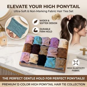 Thick Elastic Hair Ties Wide Hair Bands Xtra Strong Ponytail Holders No Slip Extra Large Hair Elastics High Stretch Durable Comfortable Thick Hair Ties for Girls Women Heavy Hair Hair Styling Accessories
