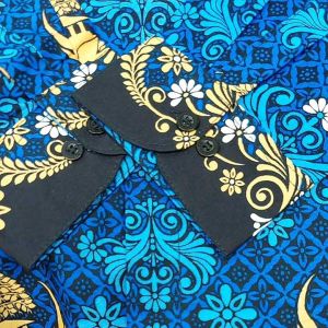 Kemeja Korpri Pria List Hitam Full Furing