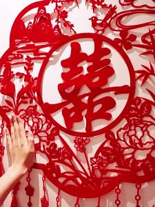 Wedding Room Background Wall Decoration Bedroom Bedside Creative Hollow-out Double Happiness Character Decoration High-end Wedding Decoration Set