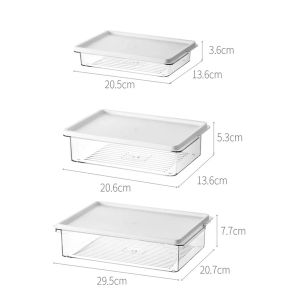 Refrigerator Freezer Storage Box Container Transparent Solf PE Lid and Handle Grooved Cover Stackable Home Kitchen Meat Seafood Fruit Vegetable Egg Preservation Box Food-grade BPA Free PET PE Sealed Box Clear Plastic Freezer Containers for Fish Chicken