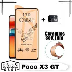 PROMO 2in1 Pelindung Layar XIAOMI POCO X3 GT Full Layar Ceramic Matte Free Lens Camera Glass Pelindung Camera